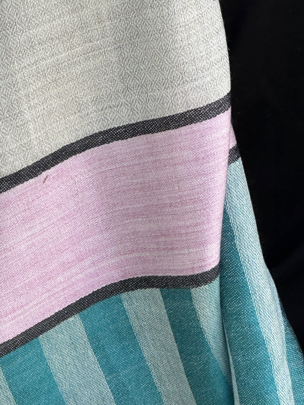 Super-Fine Genuine Cashmere Blend Striped Scarf