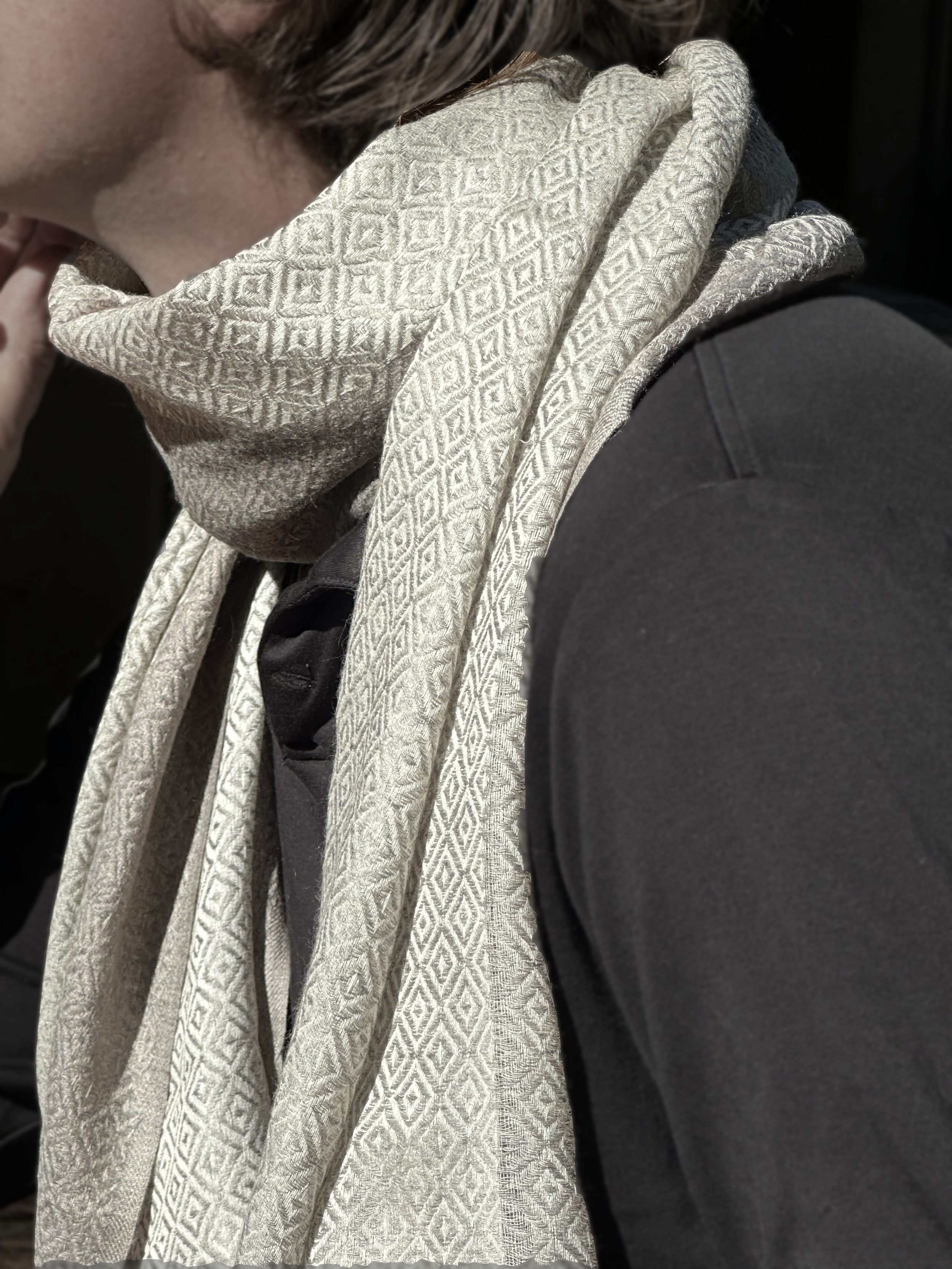 Super-Fine Genuine Cashmere Blend Diamond Weave Scarf