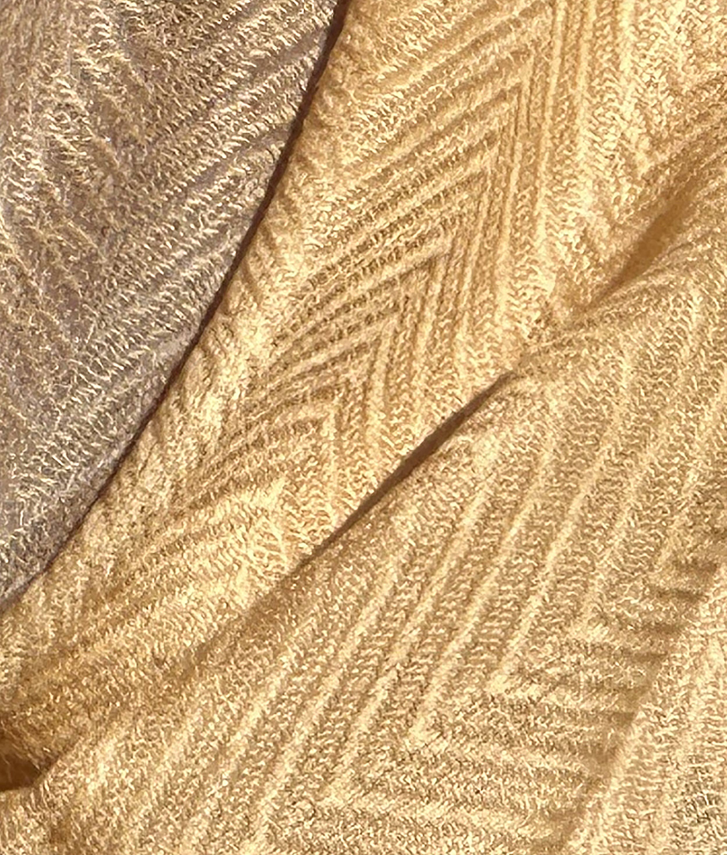 Warm Sand Chevron Dual-faced Super-Fine Wool Scarf