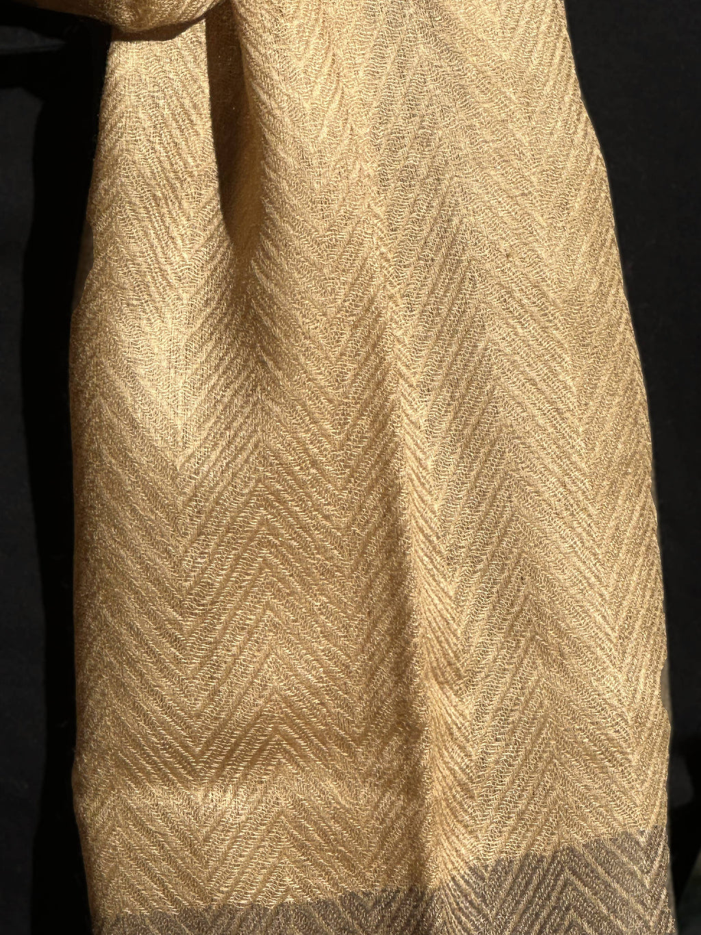 Warm Sand Chevron Dual-faced Super-Fine Wool Scarf
