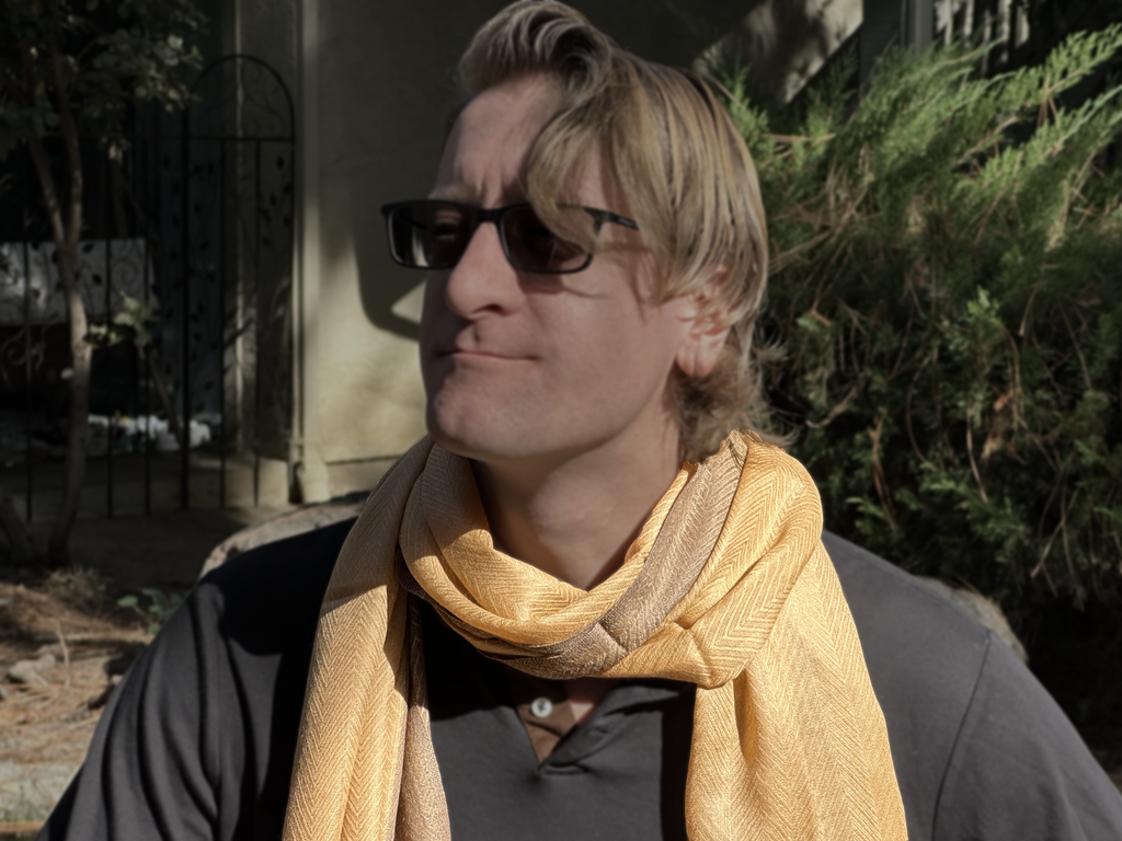 Warm Sand Chevron Dual-faced Super-Fine Wool Scarf