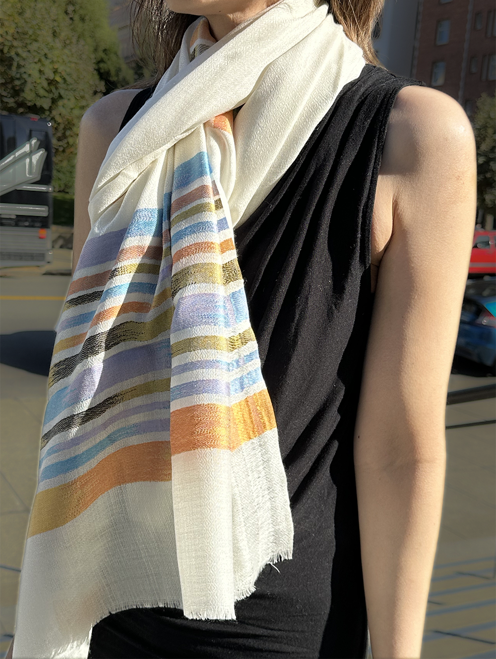 Rainbow Meld Super-Fine Genuine Cashmere Shawl