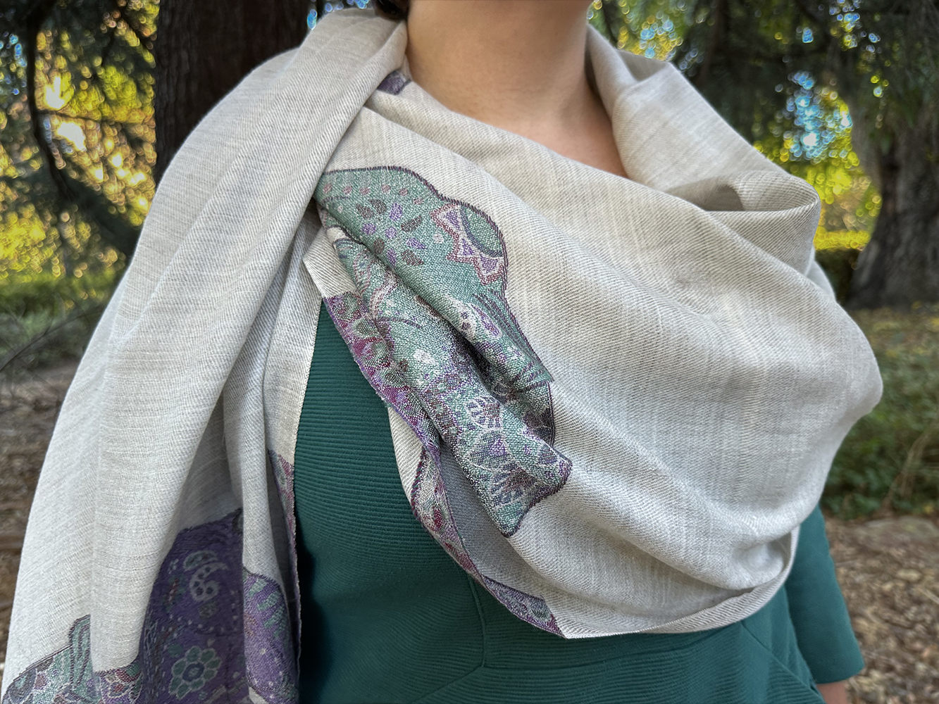 Ganesha Double-faced Super-Fine Genuine Cashmere Scarf